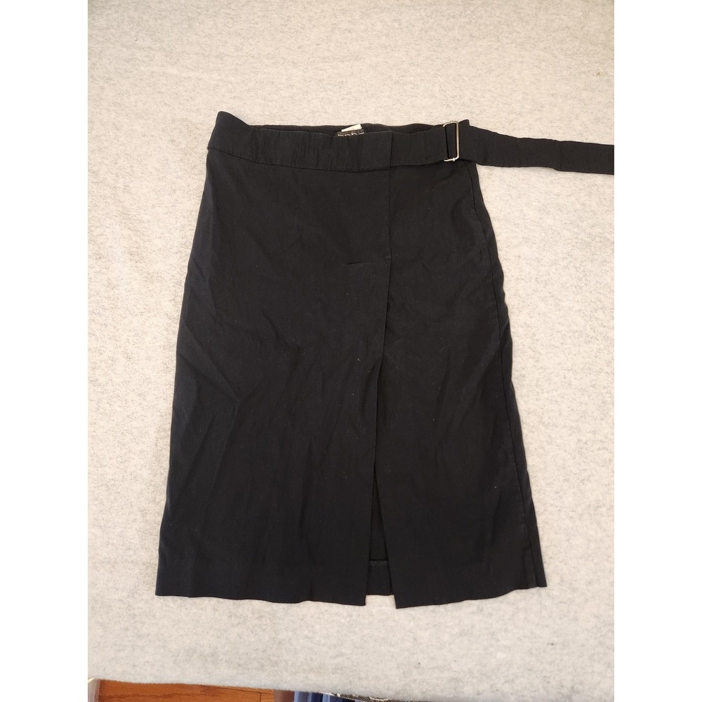 y2k Bebe Skirt Womens‎ 8 Black Belted Wrap Pencil Front Slit Made in USA Stretch